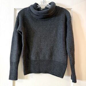 Banana Republic | XS Petite dark gray cowl/turtleneck waffle‑knit sweater